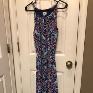 Birds and Flowers Maxi Dress with Tie